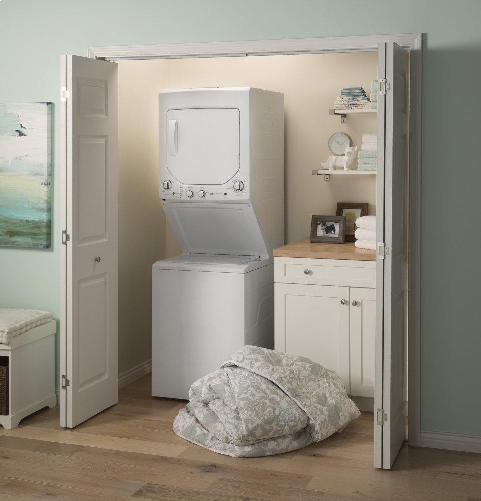 Ge Appliances GUD24ESSMWW Ge Unitized Spacemaker® 2.3 Cu. Ft. Capacity Washer With Stainless Steel Basket And 4.4 Cu. Ft. Capacity Electric Dryer