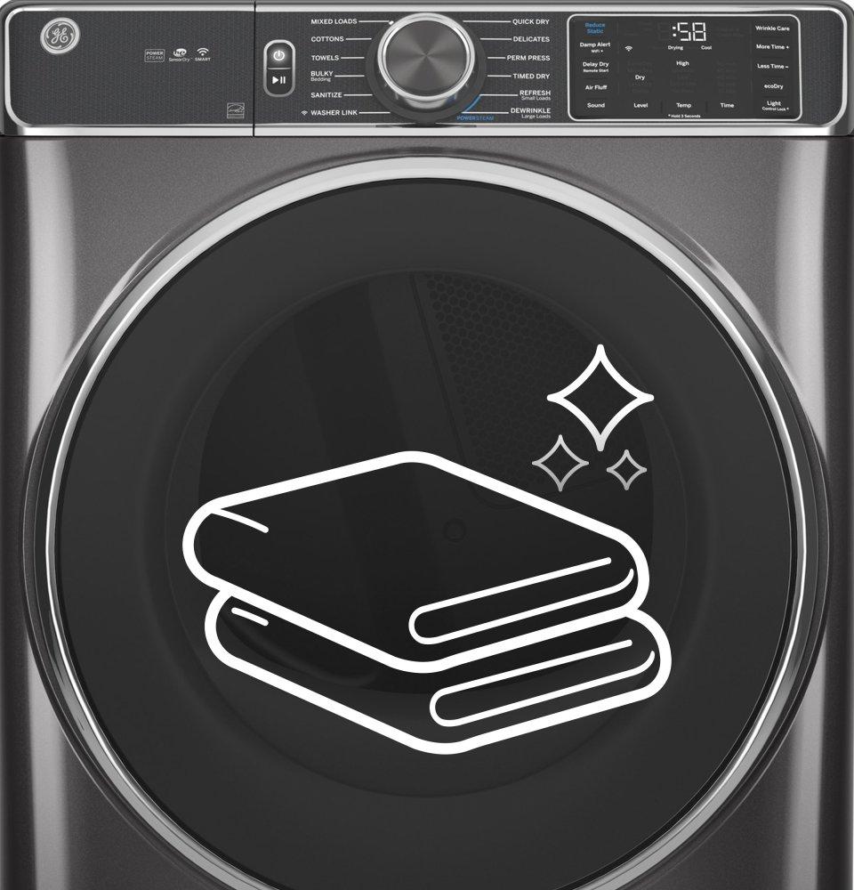 Ge Appliances GFD85GSPNRS Ge® 7.8 Cu. Ft. Capacity Smart Front Load Gas Dryer With Steam And Sanitize Cycle
