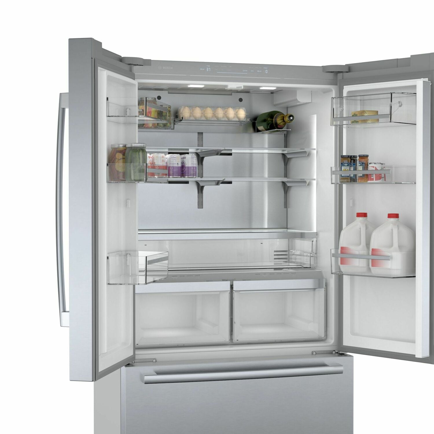 Bosch B36CT80SNS 800 Series French Door Bottom Mount Refrigerator 36'' Easy Clean Stainless Steel B36Ct80Sns