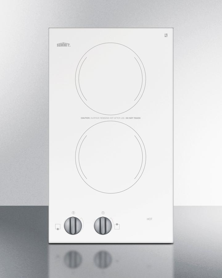 Summit CR2220WHE 12" Wide 220-240V 2-Burner Radiant Cooktop