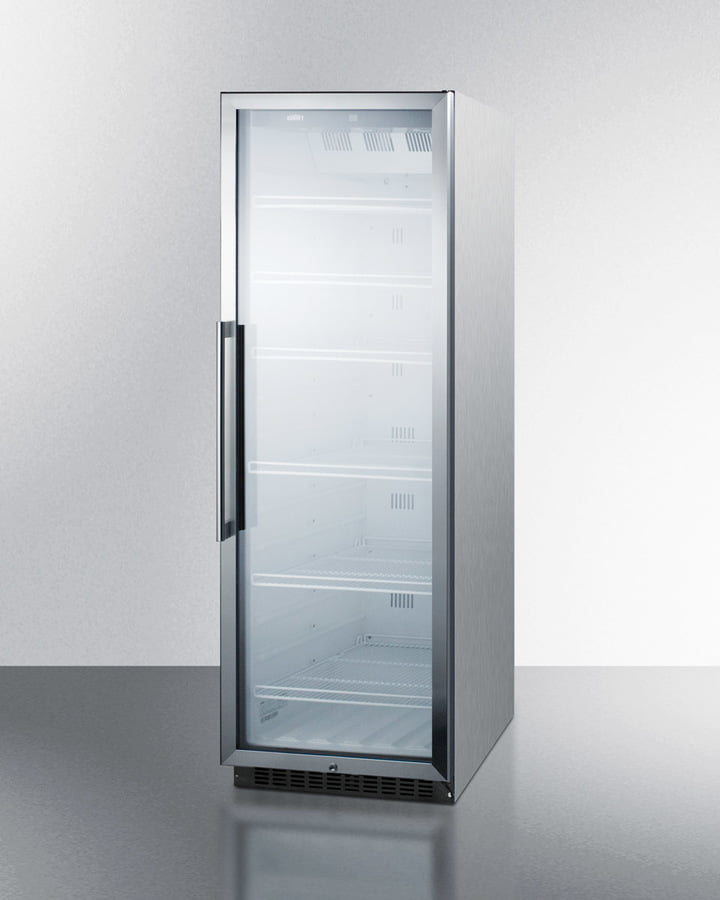 Summit SCR1400WCSS Commercial Beverage Merchandiser With 12.6 Cu.Ft. Capacity, Digital Thermostat, Self-Closing Door, And Stainless Steel Cabinet; Replaces Scr1400Css