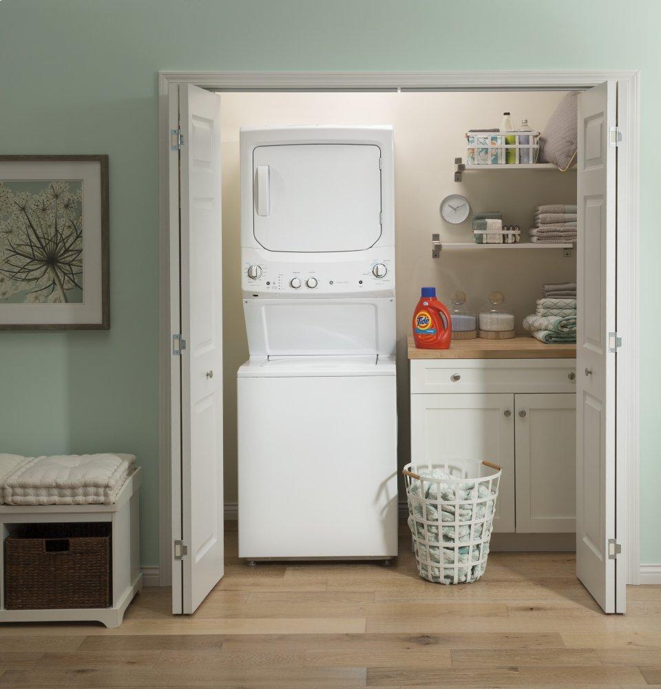 Ge Appliances GUV27ESSMWW Ge Unitized Spacemaker® 3.8 Cu. Ft. Capacity Washer With Stainless Steel Basket And 5.9 Cu. Ft. Capacity Long Vent Electric Dryer