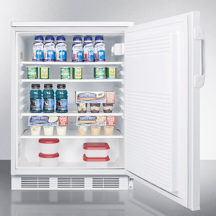 Summit FF7LW Commercially Listed Freestanding All-Refrigerator For General Purpose Use, With Front Lock, Automatic Defrost Operation And White Exterior