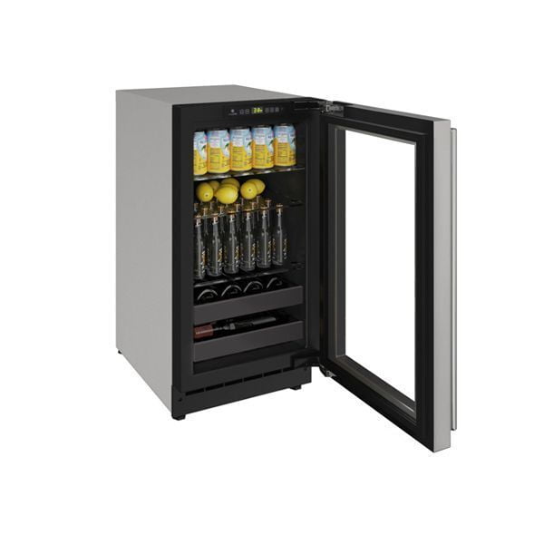 U-Line U2218BEVS15A 2218Bev 18" Beverage Center With Stainless Frame Finish And Left-Hand Hinge Door Swing (115 V/60 Hz Volts /60 Hz Hz)