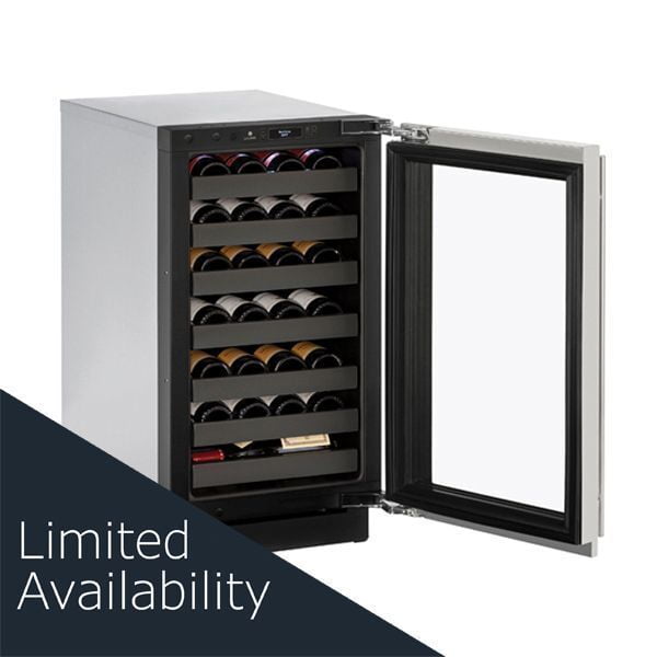 U-Line U3018WCS15B 3018Wc 18" Wine Refrigerator With Stainless Frame Finish And Left-Hand Hinge Door Swing (115 V/60 Hz Volts /60 Hz Hz)
