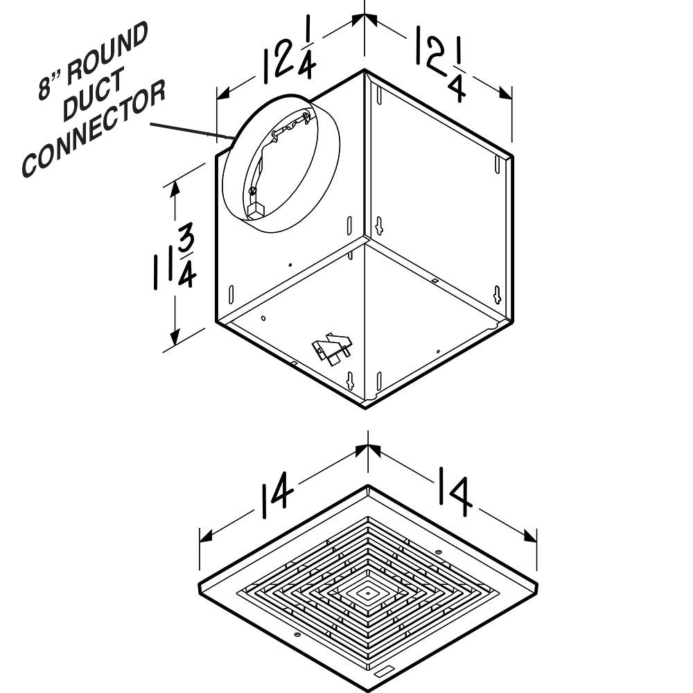 Broan L150E High-Capacity, Light Commercial 200 Cfm Ceiling Mount Ventilation Fan, 1.0 Sones Energy Star® Certified