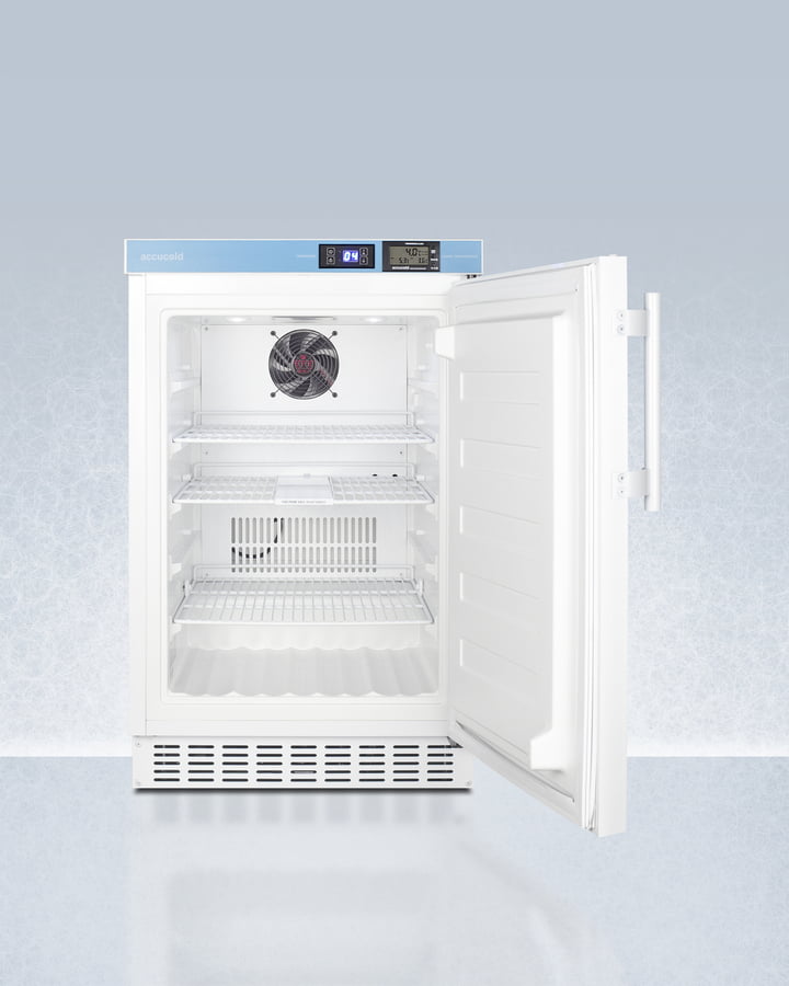 Summit ACR45L Pharmacy Series Ada Compliant 20" Wide Built-In Undercounter All-Refrigerator For Vaccine Storage, Frost-Free With An Internal Fan, External Digital Controls And Thermometer, And Lock
