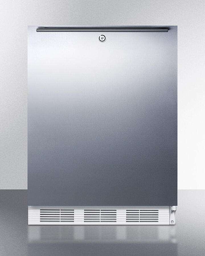 Summit CT66LWSSHHADA Freestanding Ada Compliant Refrigerator-Freezer For General Purpose Use, W/Dual Evaporator Cooling, Lock, Ss Door, Horizontal Handle, White Cabinet