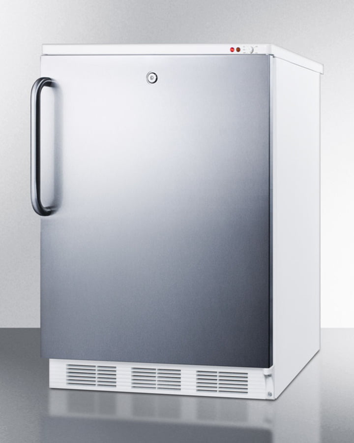 Summit VT65MLSSTB Freestanding Medical All-Freezer Capable Of -25 C Operation, With Front Lock, Wrapped Stainless Steel Door And Towel Bar Handle