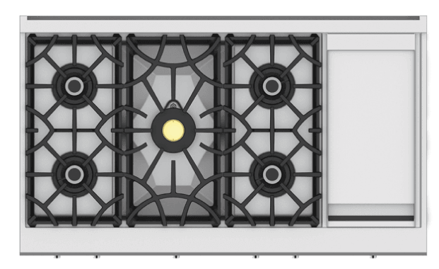 Hestan KRT485GDNGBG 48" 5-Burner Rangetop With 12" Griddle - Natural Gas - Burgundy / Tin Roof