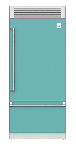 Hestan KRPR36TQ 36" Pro Style Bottom Mount, Top Compressor Refrigerator - Right Hinge - Turquoise / Bora Bora