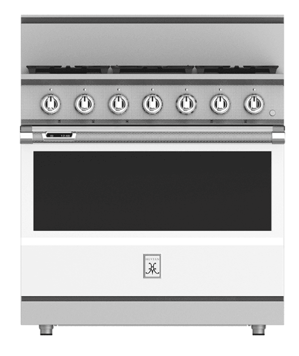 Hestan KRD364GDLPWH 36" 4-Burner Dual Fuel Range With 12" Griddle - Liquid Propane - White / Froth