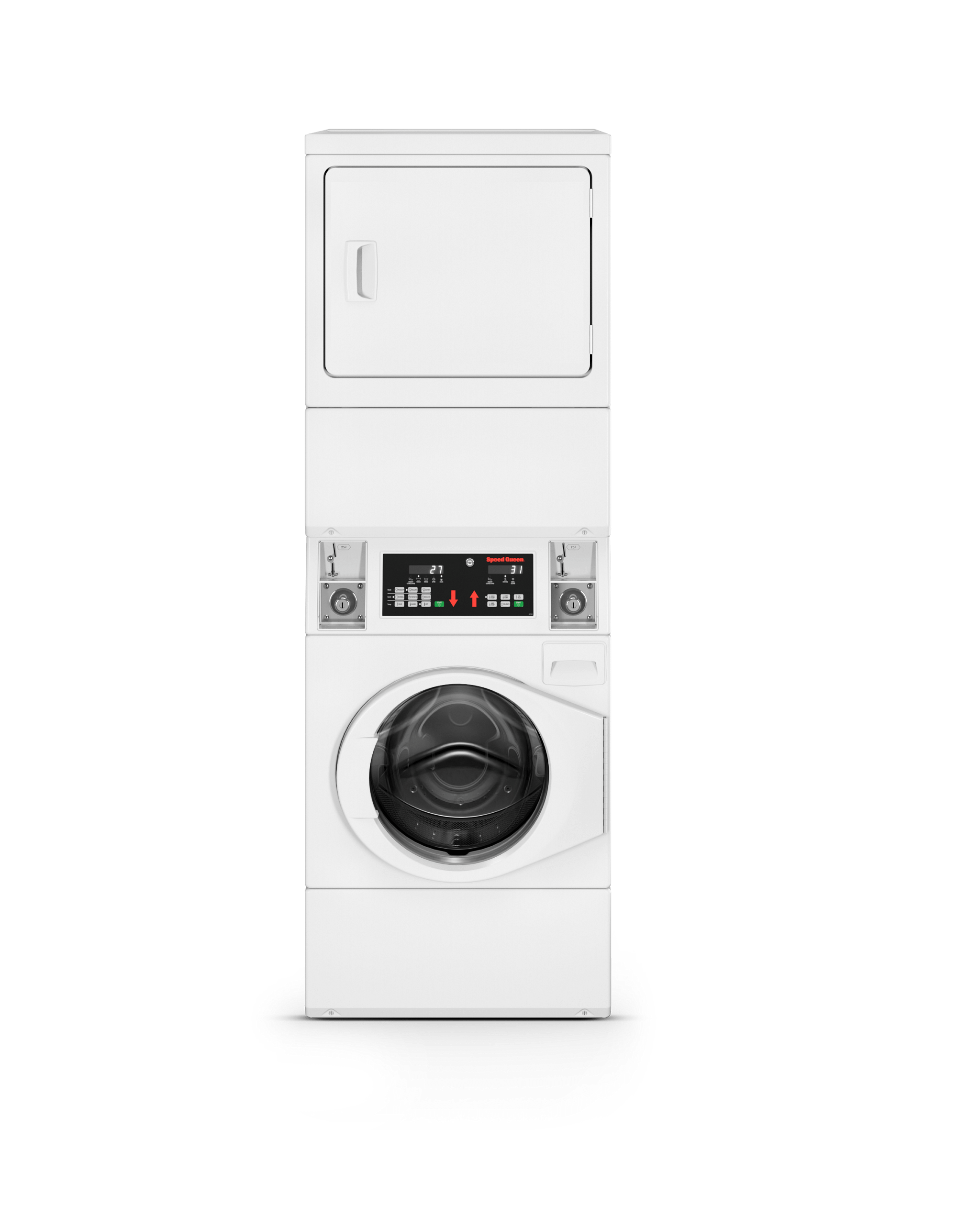 Speed Queen SV6000WE Light Commercial Coin Drop Front Control Stack Washer-Dryer - Electric