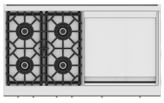Hestan KRT484GDNGBK 48" 4-Burner Rangetop With 24" Griddle - Natural Gas - Black / Stealth