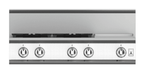 Hestan KRT364GDNGWH 36" 4-Burner Rangetop With 12" Griddle - Natural Gas - White / Froth