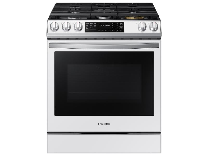 Samsung NX60BB851112 Bespoke 6.0 Cu. Ft. Smart Front Control Slide-In Gas Range With Air Fry & Wi-Fi In White Glass
