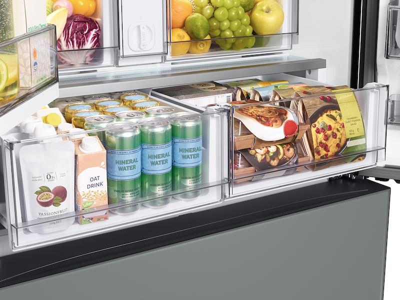 Samsung RF24BB69006M Bespoke 3-Door French Door Refrigerator (24 Cu. Ft.) - With Top Left And Family Hub™ Panel In White Glass - And Matte Grey Glass Bottom Door Panel