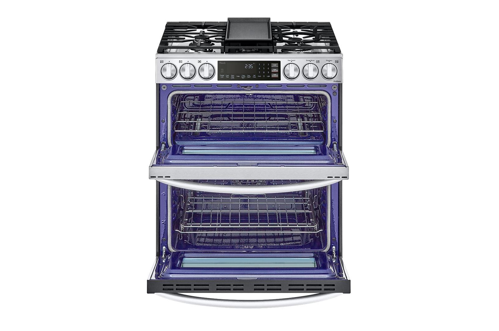 Lg LTGL6937F 6.9 Cu. Ft. Smart Instaview® Gas Double Oven Slide-In Range With Probake® Convection, Air Fry, And Air Sous Vide