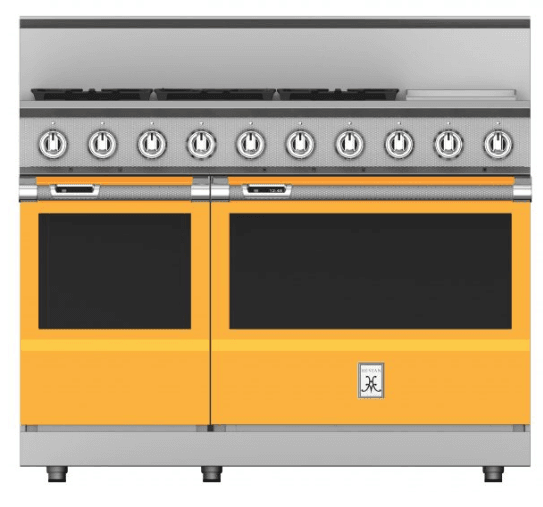 Hestan KRD485GDLPYW 48" 5-Burner Dual Fuel Range With 12" Griddle - Liquid Propane - Yellow / Sol