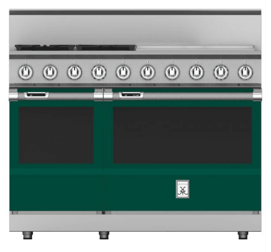 Hestan KRD484GDLPGR 48" 4-Burner Dual Fuel Range With 24" Griddle - Liquid Propane - Green / Grove