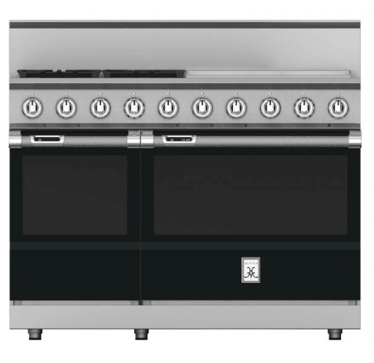 Hestan KRD484GDNGBK 48" 4-Burner Dual Fuel Range With 24" Griddle - Natural Gas - Black / Stealth