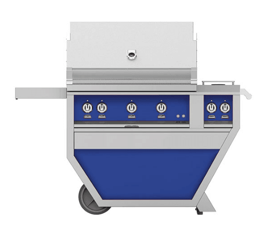 Hestan GABR36CX2LPBU Hestan 36" Liquid Propane Gas Deluxe Freestanding Grill And Cart W/ Double Side Burner Gabr36Cx2 - Blue (Custom Color: Prince)