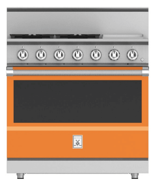 Hestan KRG364GDLPOR 36" 4-Burner All Gas Range With 12" Griddle - Liquid Propane - Orange / Citra