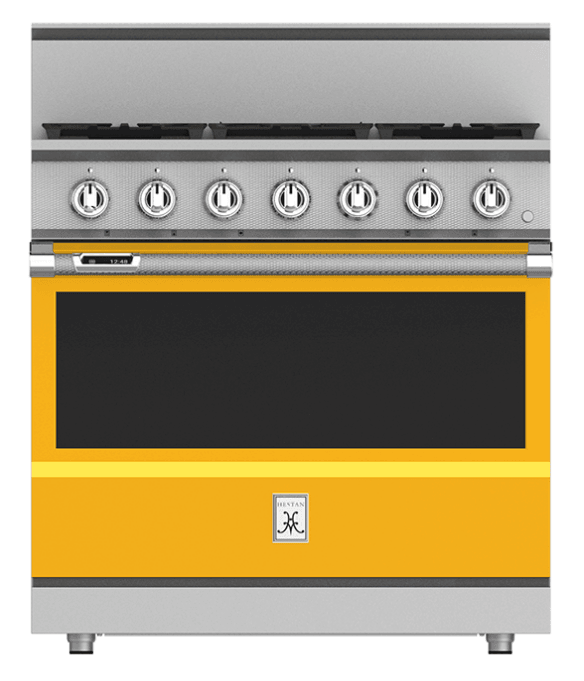 Hestan KRD364GDLPYW 36" 4-Burner Dual Fuel Range With 12" Griddle - Liquid Propane - Yellow / Sol