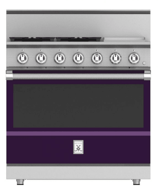 Hestan KRG364GDLPPP 36" 4-Burner All Gas Range With 12" Griddle - Liquid Propane - Purple / Lush